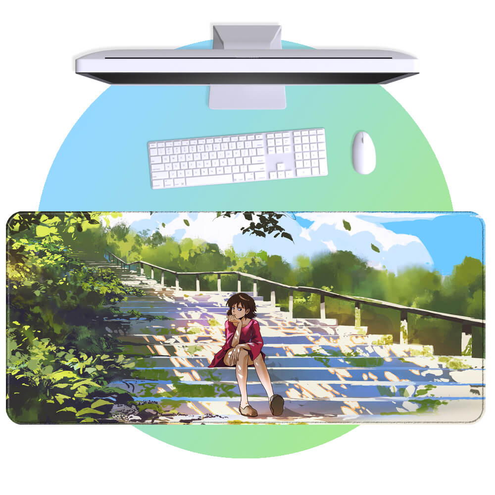 'Curiosity' Cute Girl Anime Desk Mat